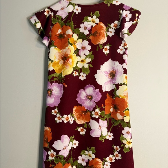 Burgundy Floral Mini Dress - Picture 7 of 8